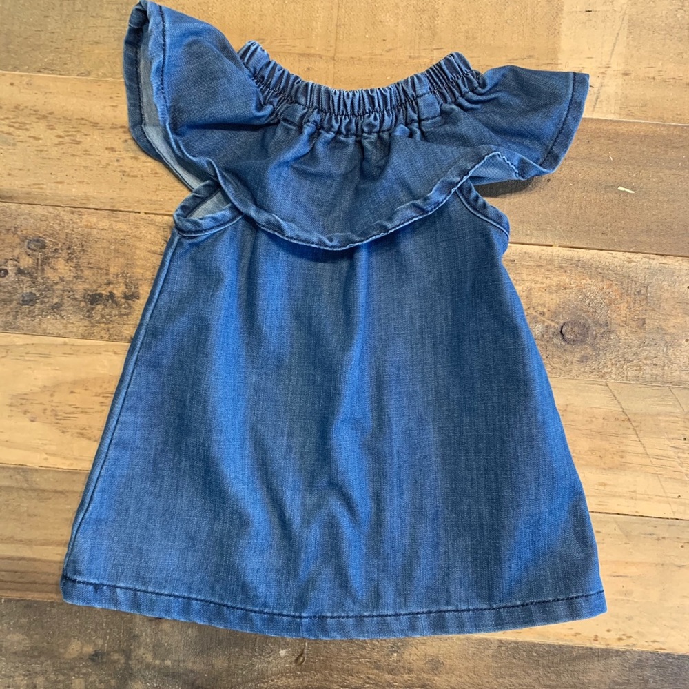 Hudson Jeans denim jean dress ruffle off shoulder